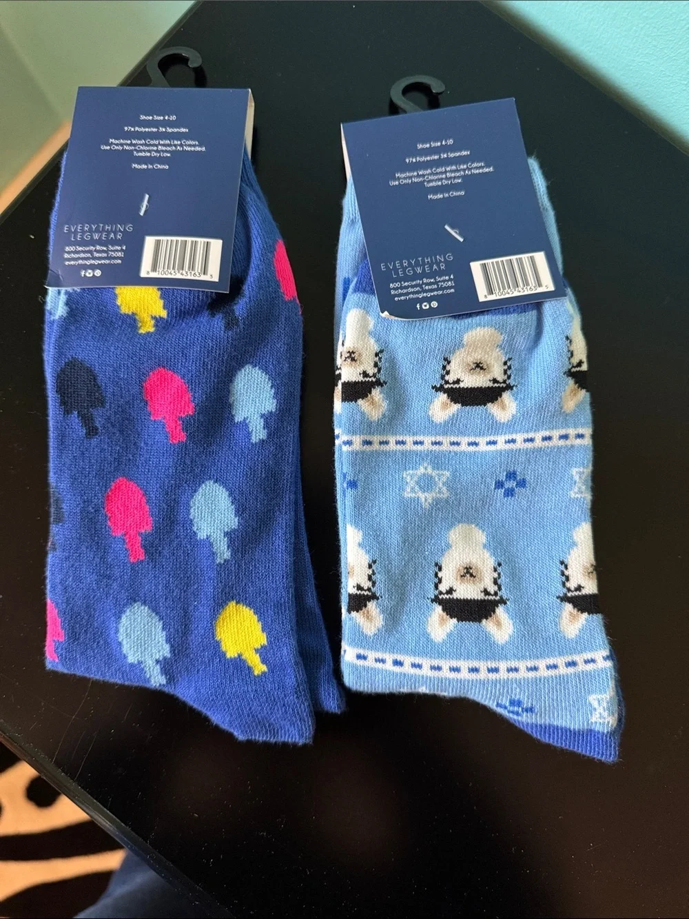 Hanukkah Blue Holiday Novelty Socks - Happy Llamakah & This Is How I Roll